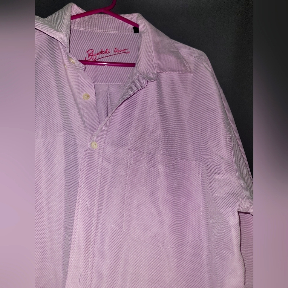 Bugatchi Uoino axel geometry mens luxury shirt size  L purple